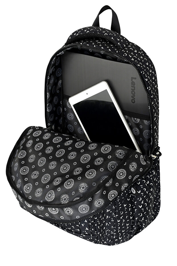 حقيبة ظهر فاخرة منقوشة متوسطة الحجم مع هدية سلسلة مفاتيح على شكل قرد - 4