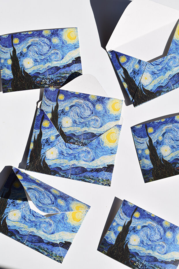 Art Themed Mini Envelope(10.5 × 8 cm) 6 Pieces / Gift Card, Van Gogh, Letter