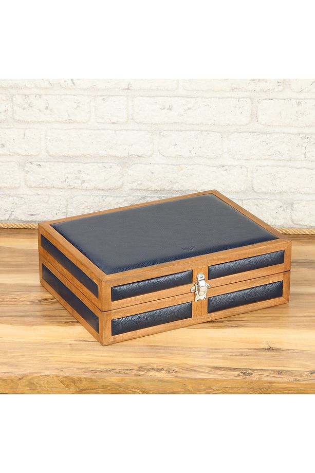 10'lu Saat Kutusu Ahşap Saat Kutusu Deri Saat Kutusu Saat Koleksiyon Kutusu Watch Box - 6