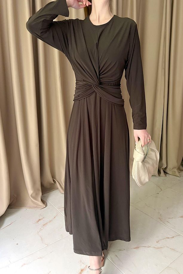 KRUVAZE GEÇMELİ SANDY ELBİSE - 3