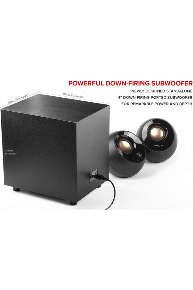 Pebble PLUS 2.1 USB-Powered Desktop Speakers with Down-Firing Subwoofer and Far-Field Drive - 1