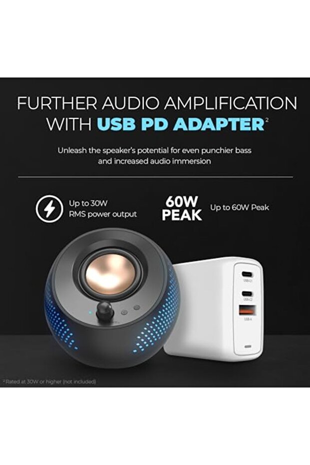 Pebble X 2.0 USB-C Computer Speakers with Customizable RGB Lighting, Bluetooth 5.3, USB Aud - 8