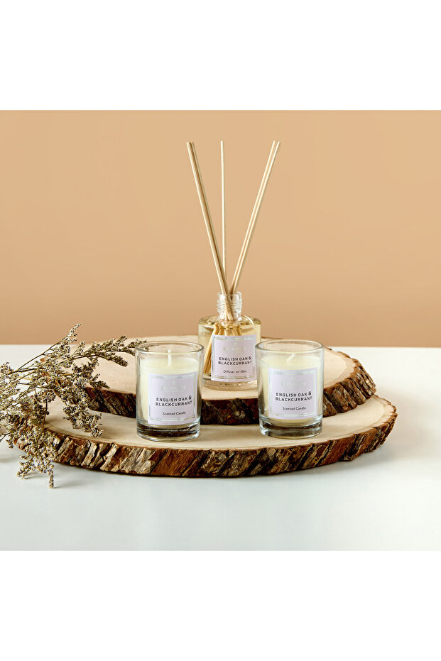 Elements English Oak & Blackcurrant Reed Diffuser and Jar Candle Set
