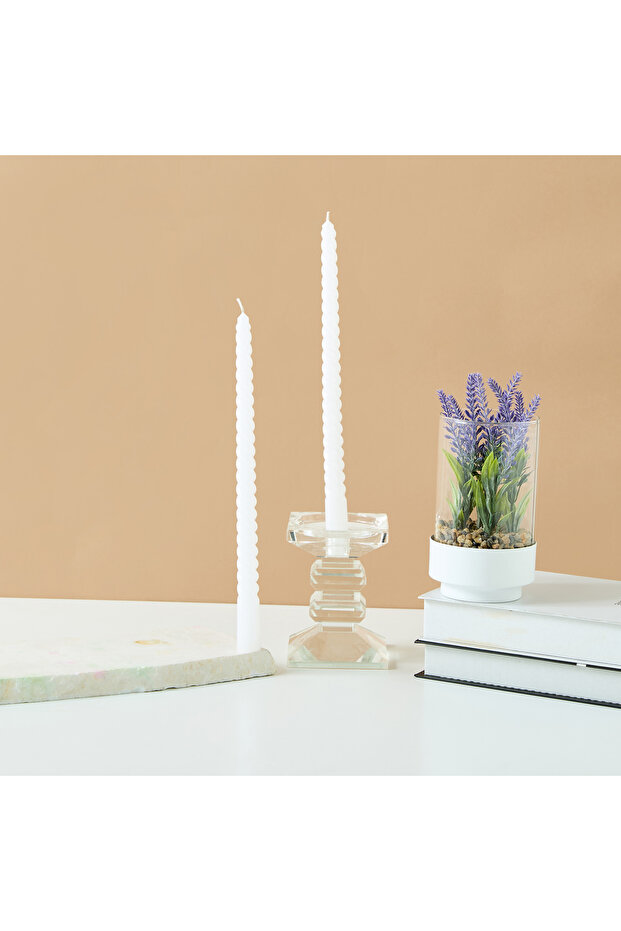 Textured Unscented Taper Candle - Set of 2