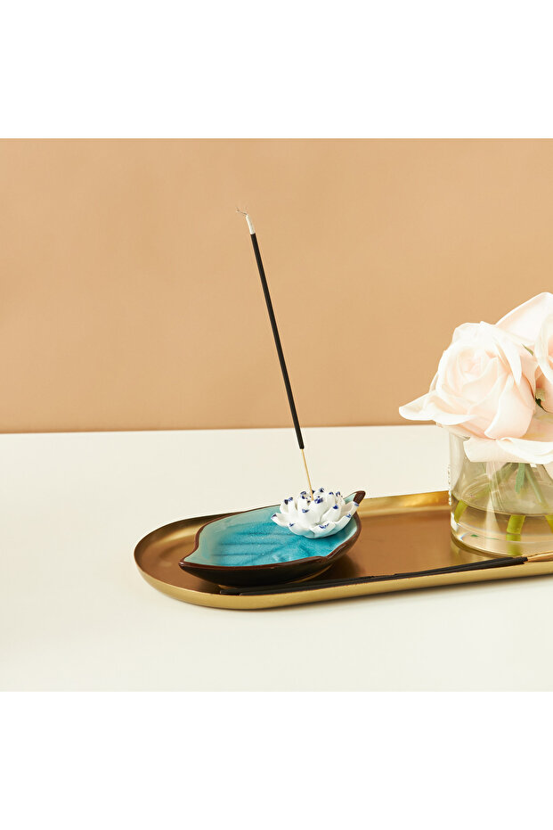 Decorative Lotus Flower with Leaf Base Incense Holder