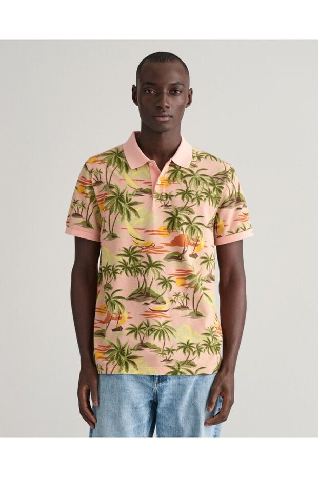 Hawaiian Print Polo Shirt