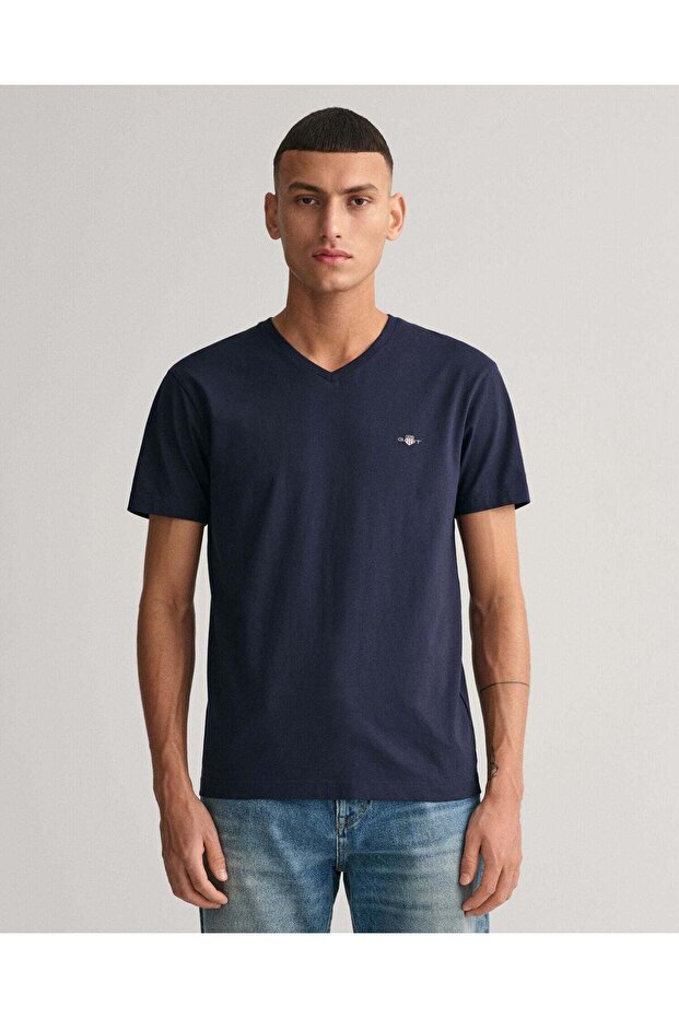 Slim Fit Shield V-Neck T-Shirt