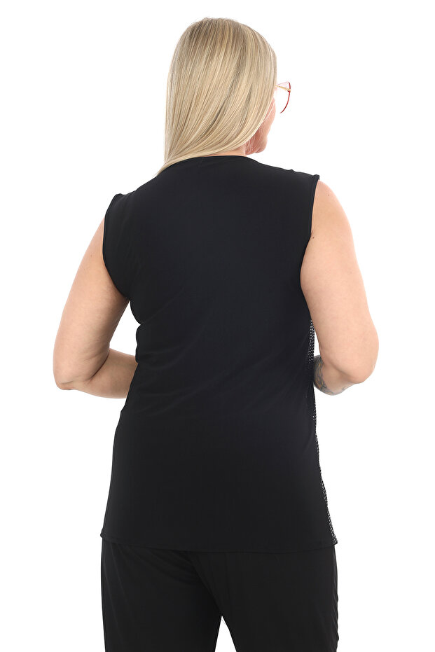 بلوزة بحزام سميك وترتر في الأمام - 3