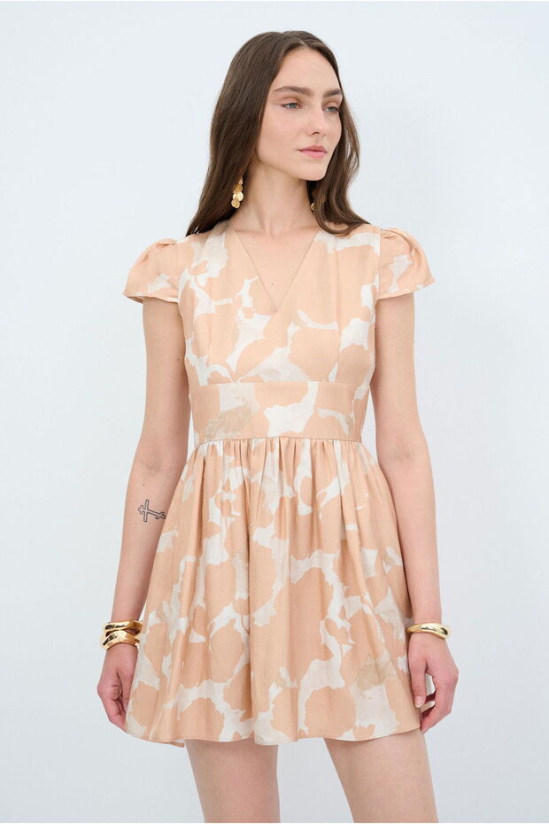 Balon Kollu Mini Elbise - 2