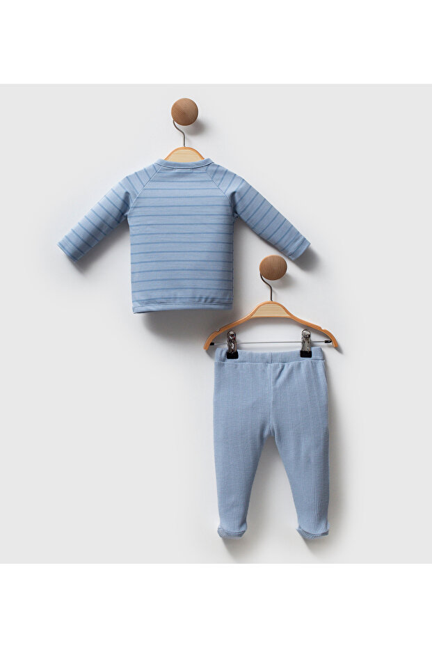 بدلة مزدوجة مطبوعة بخطوط مزدوجة - 4