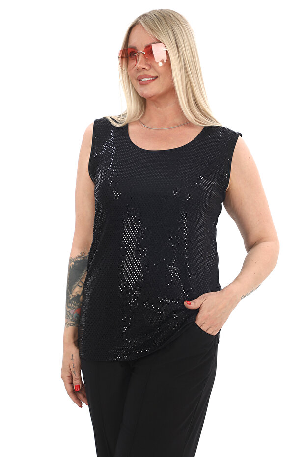 بلوزة بحزام سميك وترتر في الأمام - 1