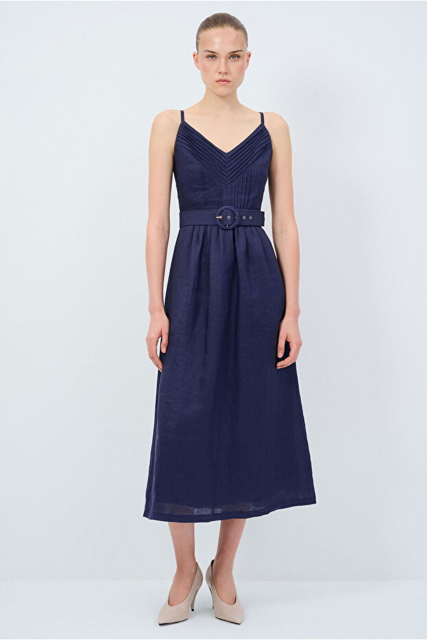 Askılı Kemerli Elbise - 1