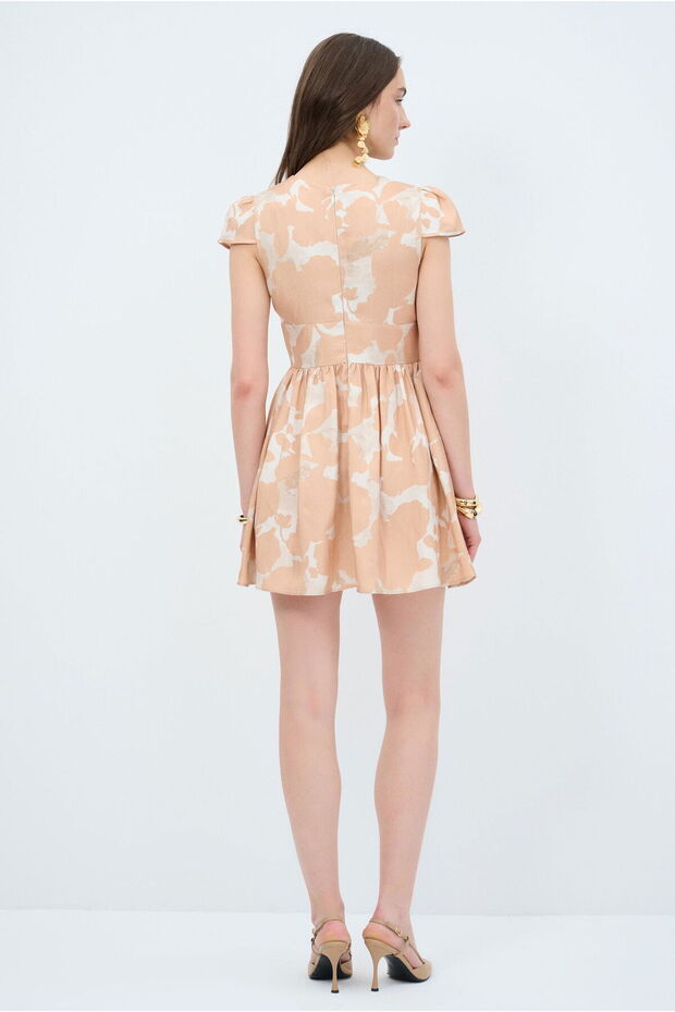 Balon Kollu Mini Elbise - 5