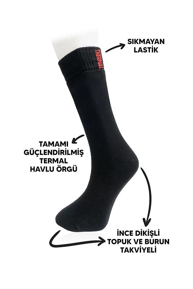 Erkek 3 Çift Termal Kayak Kışlık Havlu Çorap - 2