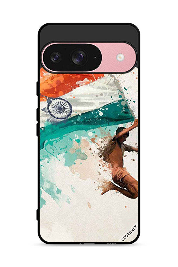 غطاء حماية لهاتف Google Pixel 9 يحمل علم الهند أثناء الطيران