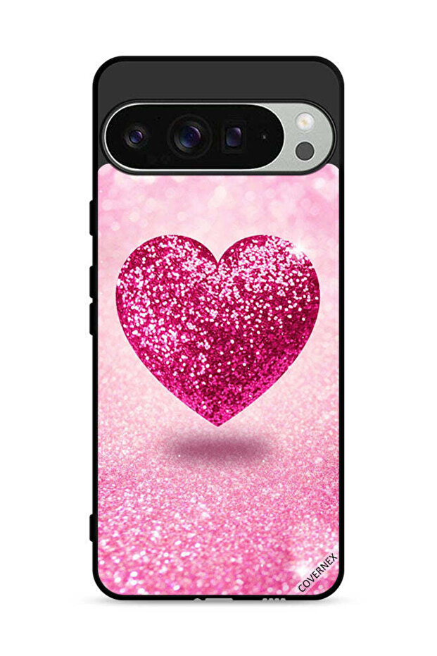 غطاء حماية لهاتف Google Pixel 9 Pro بتصميم قلب لامع