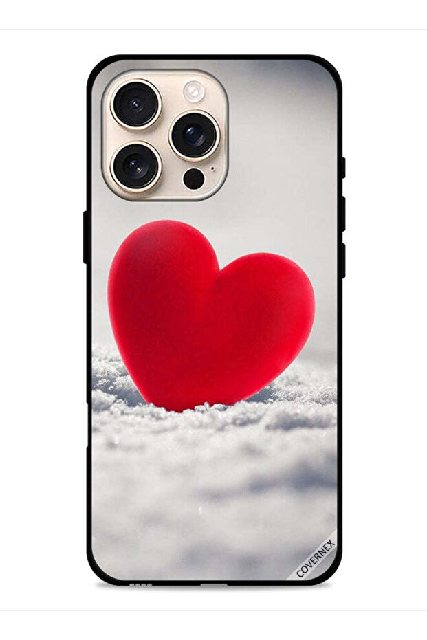 غطاء حماية لجهاز Apple iPhone 16 Pro Max بتصميم قلب أحمر جميل