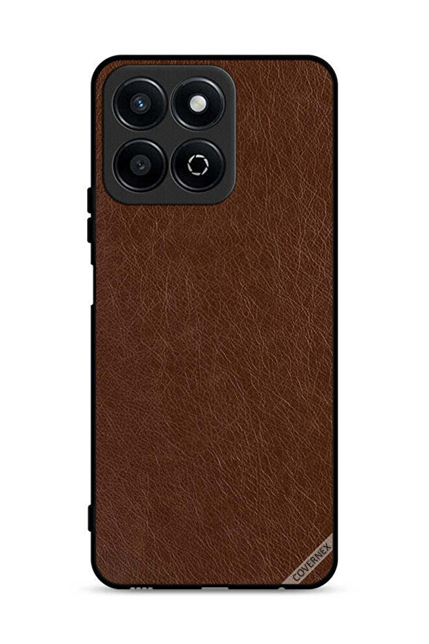 غطاء حماية جلدي بنمط هندسي لهاتف Honor X7c 4G