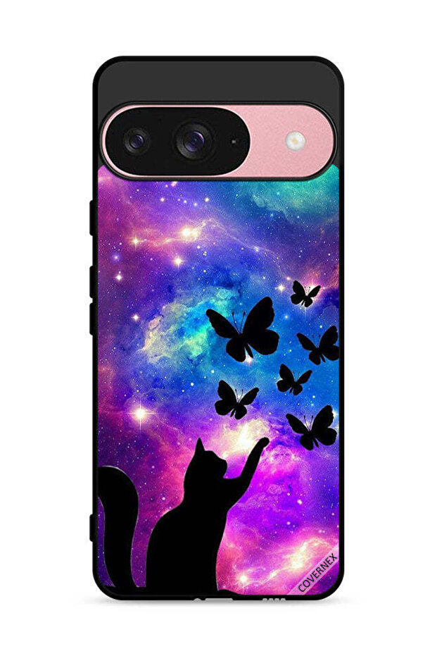 غطاء حماية لهاتف Google Pixel 9 بتصميم قطة وفراشات