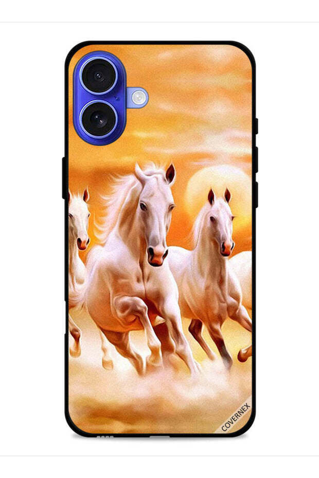 غطاء حماية لجهاز Apple iPhone 16 Plus بتصميم خيول تركض
