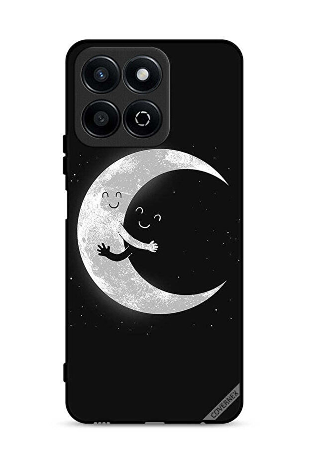 غطاء حماية لهاتف Honor X7c 4G بتصميم عناق القمر والسماء المظلمة