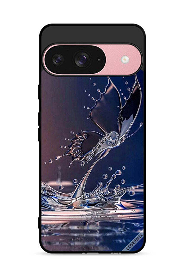 غطاء حماية لجهاز Google Pixel 9 بتصميم قطرات الماء والفراشة