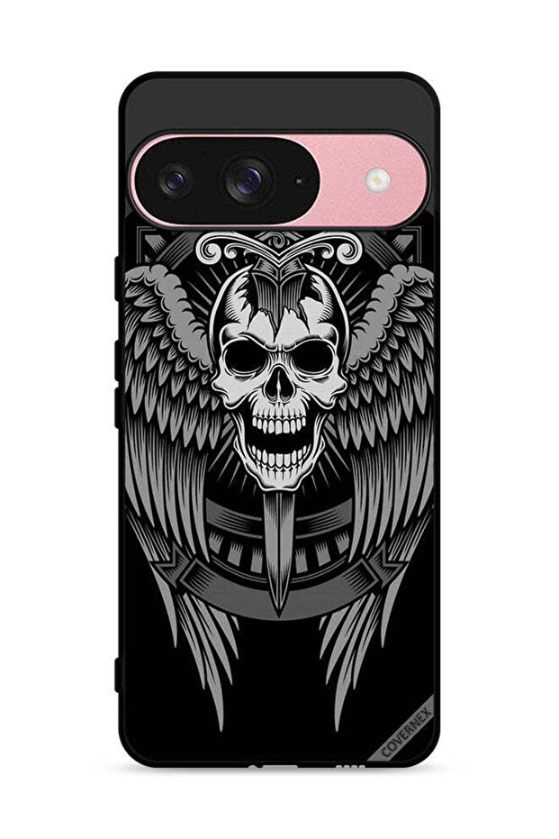 غطاء حماية لجهاز Google Pixel 9 بتصميم جمجمة وأجنحة نسر
