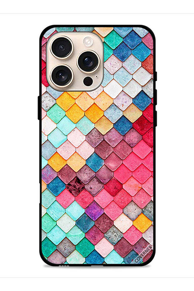 غطاء حماية لجهاز Apple iPhone 16 Pro بنمط مربع الشكل الماسي - 1