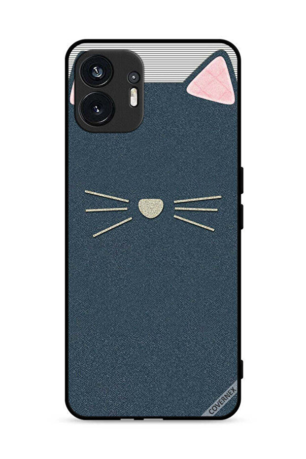 Nothing Phone (2) 5G Protective Case Cover Cat Art Leather Pattern