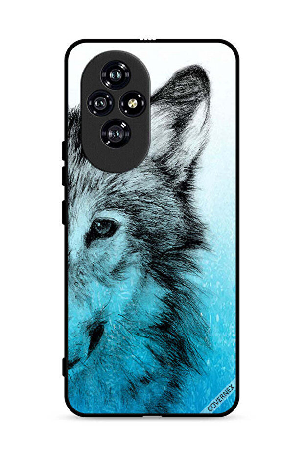 غطاء حماية لهاتف Honor 200 5G بتصميم نصف وجه ذئب
