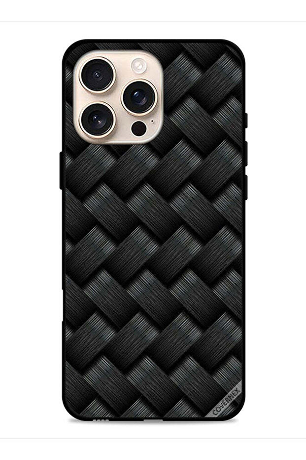 غطاء حماية لجهاز Apple iPhone 16 Pro Max بنمط خطوط داكنة