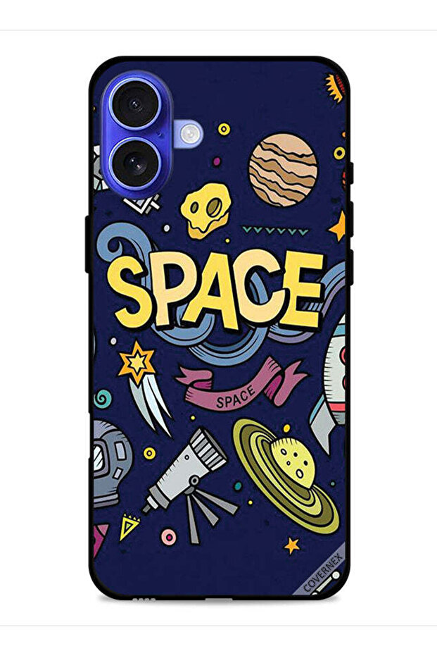 غطاء حماية لجهاز Apple iPhone 16 Plus برسومات فنية فضائية