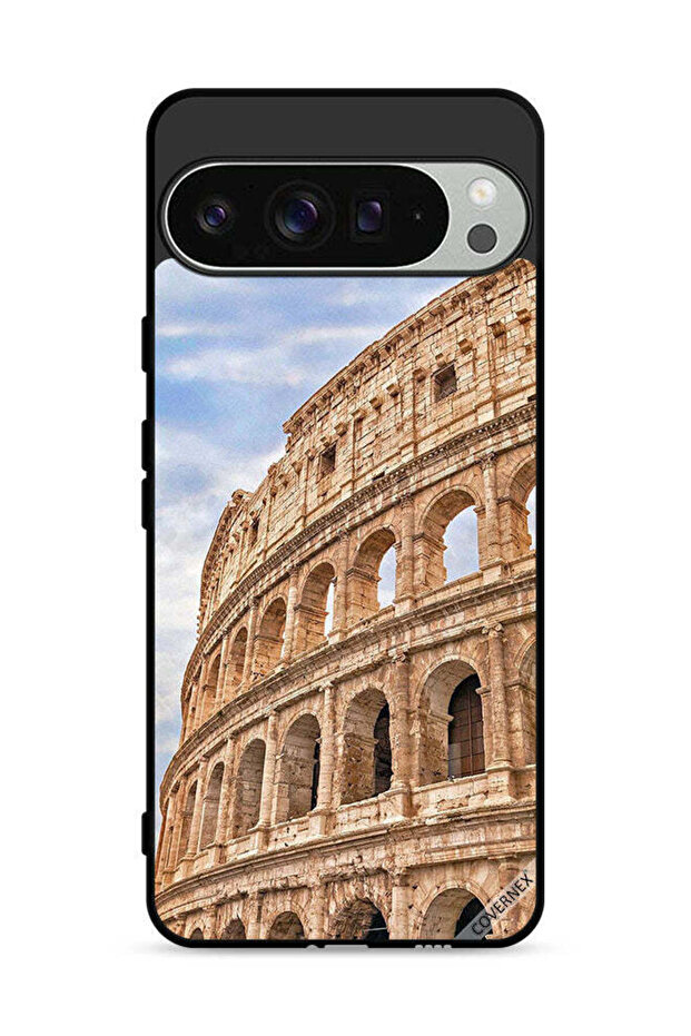 غطاء حماية لجهاز Google Pixel 9 Pro بتصميم مبنى عتيق
