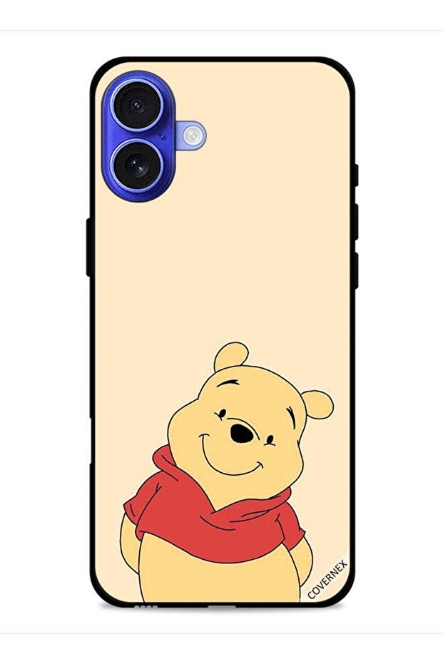 غطاء حماية لجهاز Apple iPhone 16 بتصميم الدب في وضع السعادة