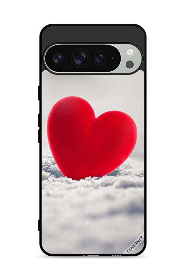 غطاء حماية لجهاز Google Pixel 9 Pro بتصميم قلب أحمر جميل