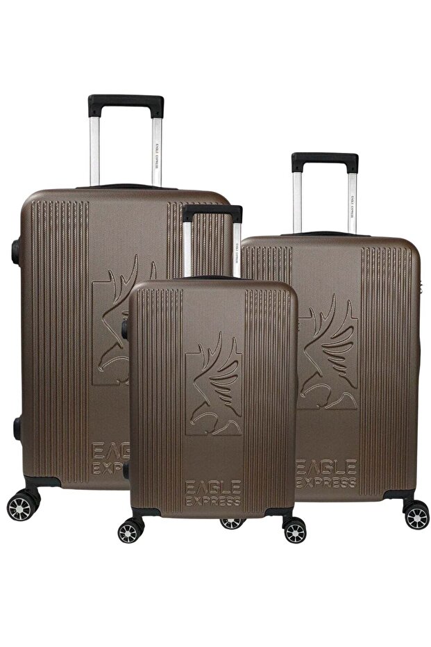 Ramble 3-Piece ABS Hard Luggage Set - Brown + 1-Year