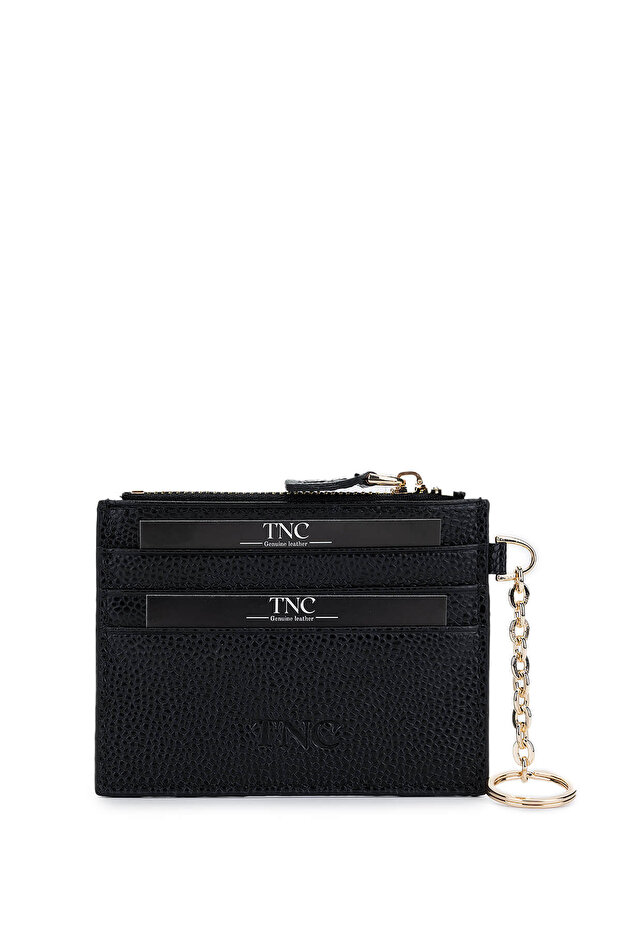 Unisex Genuine Leather Black Caviar Card Holder