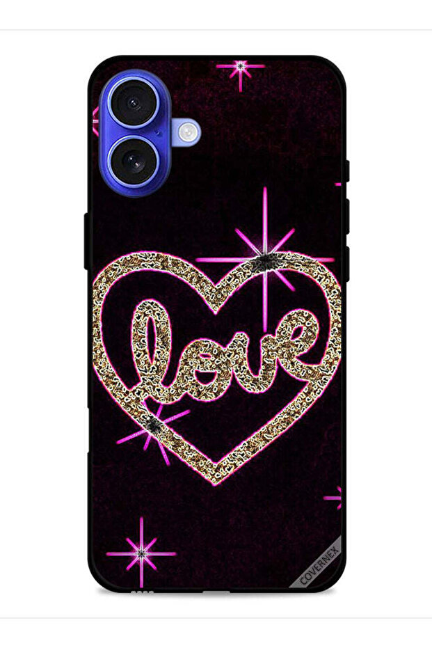 غطاء حماية لجهاز Apple iPhone 16 بتصميم قلب الحب