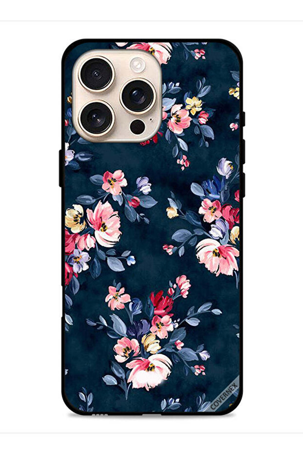 غطاء حماية لجهاز Apple iPhone 16 Pro Max مزين برسومات زهور مرسومة يدويًا