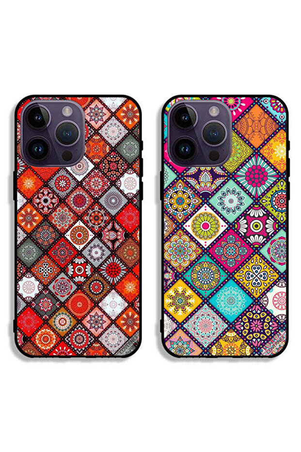 حافظتان لهاتف Apple iPhone 14 Pro Max، أغطية حماية بتصميم ماندالا وشكل ماندالا