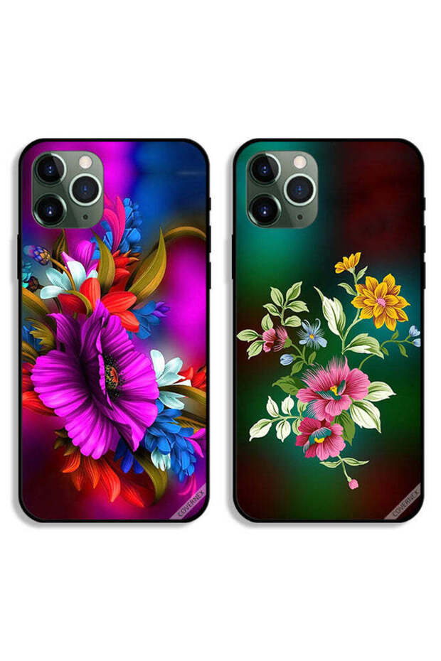 حافظتان واقيتان لهاتف Apple iPhone 11 Pro Max بنقشة زهور عالية الدقة