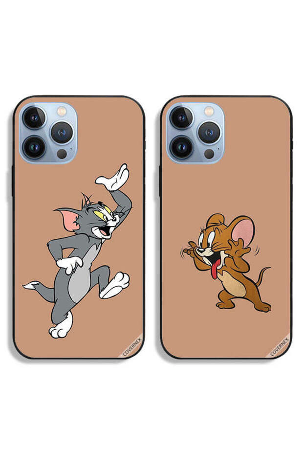 حافظتان لهاتف Apple iPhone 13 Pro، أغطية حماية خلفية بتصميم زوجين من توم وجيري