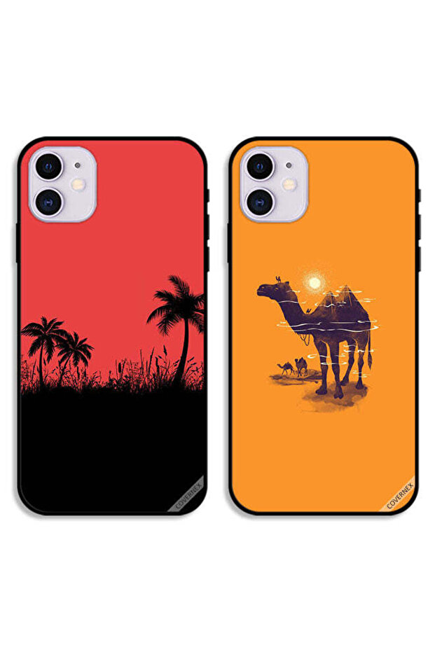 حافظتان لهاتف Apple iPhone 12، أغطية حماية بتصميم شجرة تمر وفن الجمال