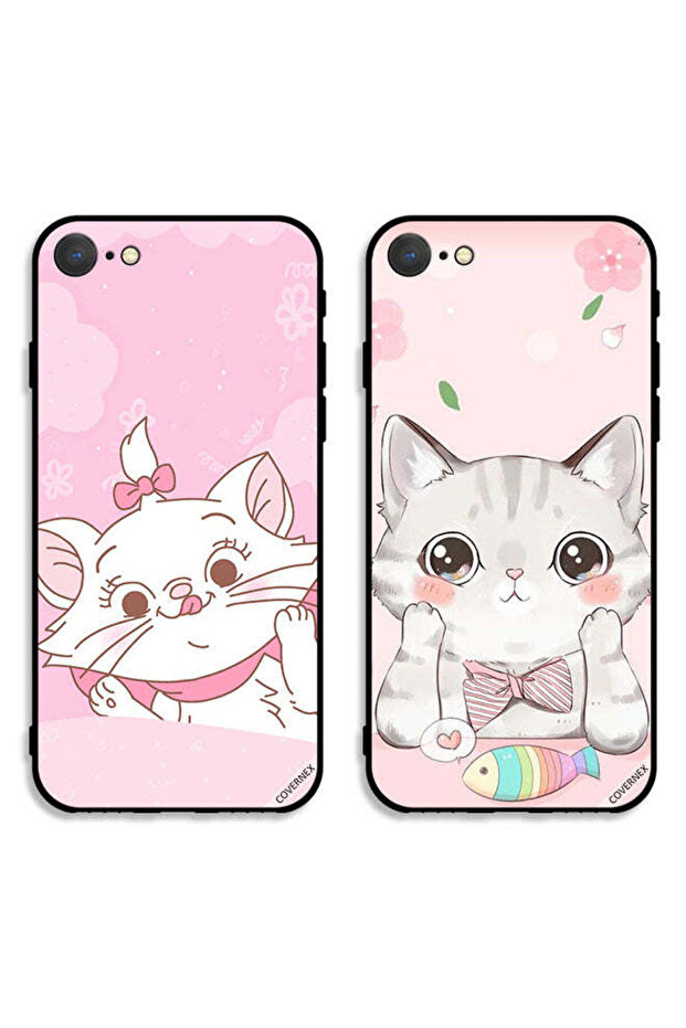 حافظتان واقيتان لهاتف Apple iPhone 8 بتصميم قطة وسمكة قطة