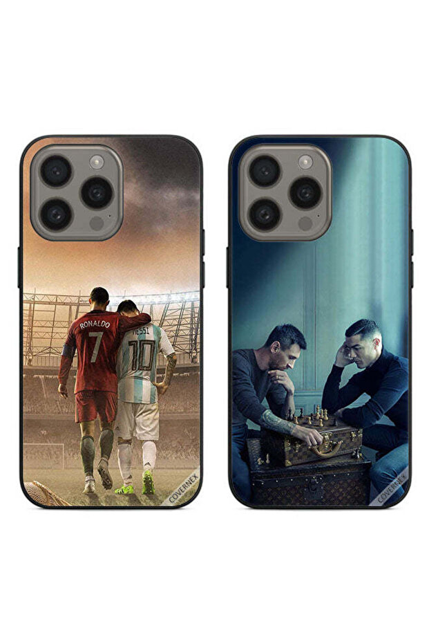 حافظتان لهاتف Apple iPhone 15 Pro Max، غطاءان واقيان CR7 وLeo Messi