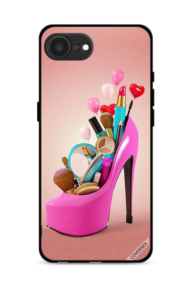 Apple iPhone 16e Protective Case Cover Shoe With Makeup Items