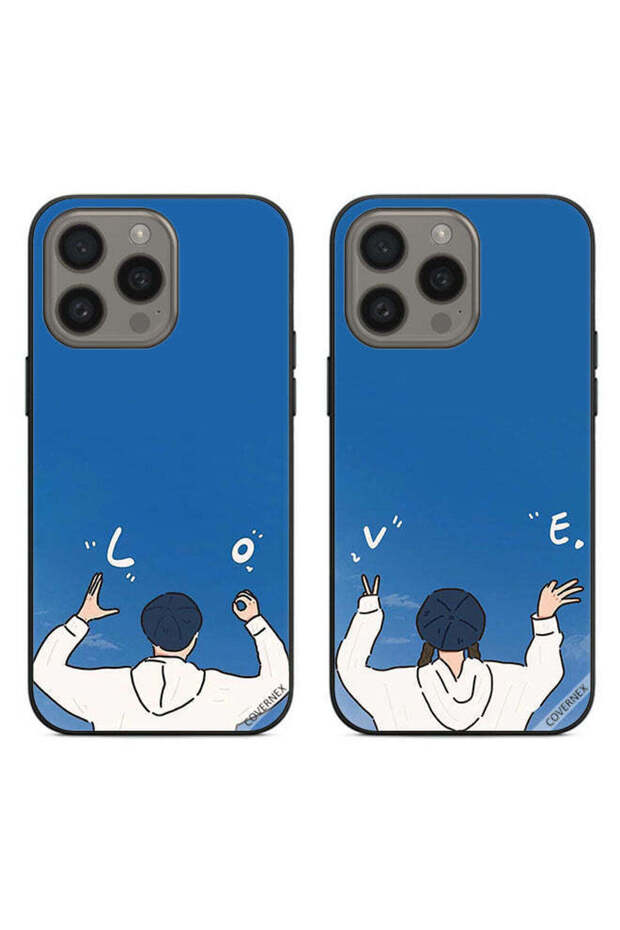 حافظتان واقيتان لهاتف Apple iPhone 15 Pro، أغطية خلفية بتصميم لفتة حب للزوجين