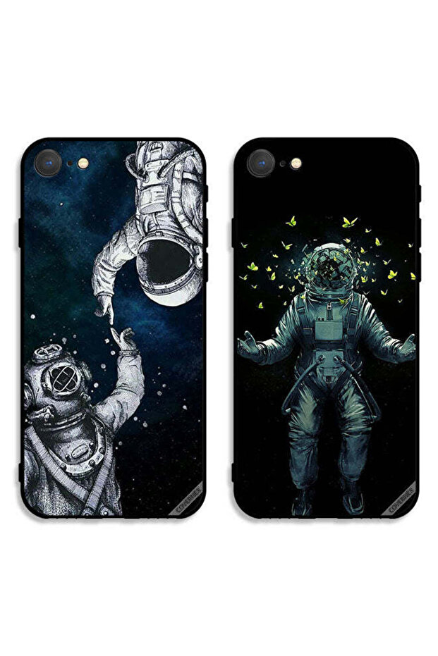 حافظتان لهاتف Apple iPhone 7 بأغطية واقية بتصميم رواد فضاء وفراشة