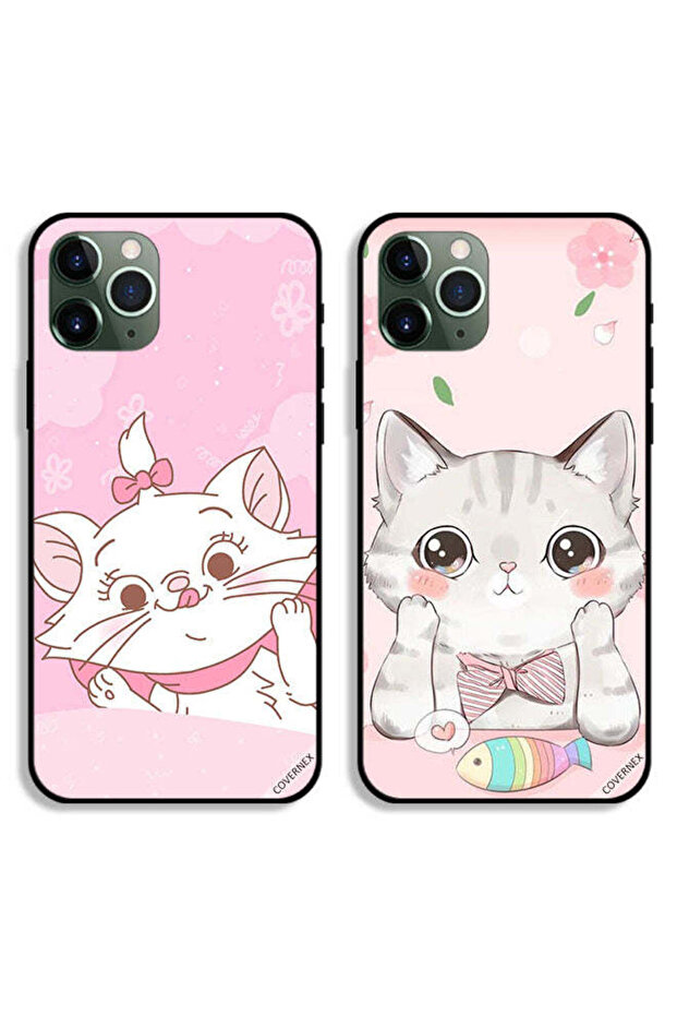 حافظتان واقيتان لهاتف Apple iPhone 11 Pro بتصميم قطة وسمكة قطة