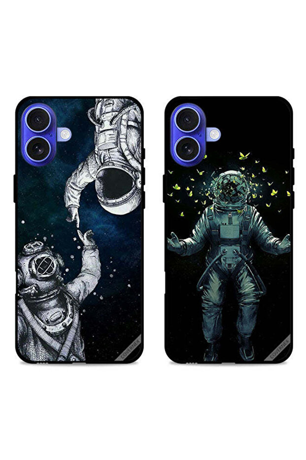 حافظتان لهاتف Apple iPhone 16، أغطية واقية بتصميم رواد فضاء وفراشة